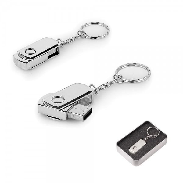 8 GB Dönən Qapaqlı  Metal Açarlıq USB Yaddaş Kartı